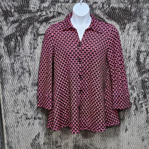 IC By Connie K Tops - IC by Connie K Tunic Top Womens L Button Textured Vibrant Boutique Art To Wear